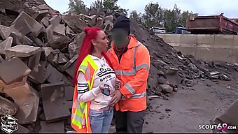 German Redhead Teen Gets Seduced By A Strange Worker For Public Sex