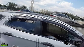 Angel Takemura Gives A Blowjob In A Moving Car On Marginal Pinheiros - Big Ass And Big Tits