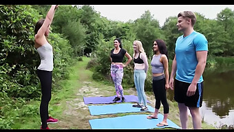 British Cfnm Yoga Session With Unexpected Erection